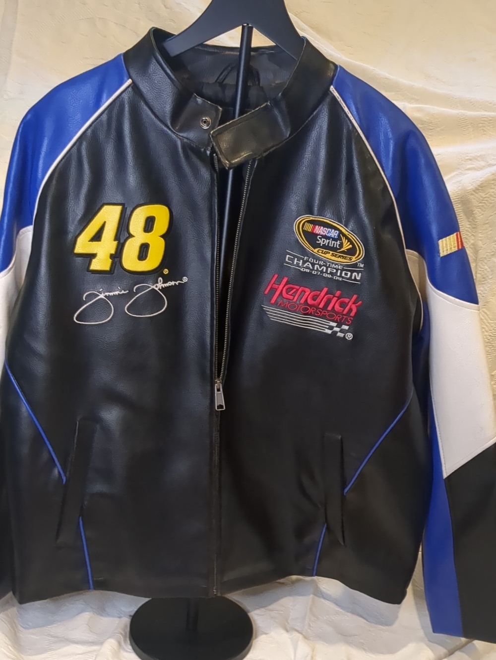 Hendrick Motorsports Black & Blue Racing Leather Jacket - #48 Edition